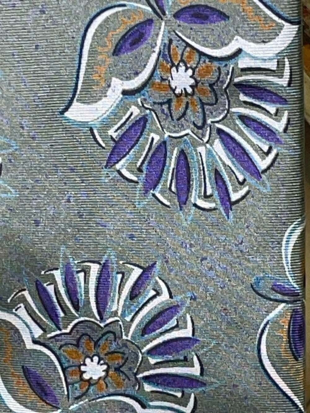 Claybrooke Men's Floral Pattern Silk Necktie Green Purple